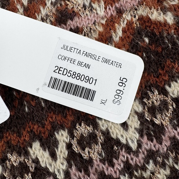 Soft Surroundings Sweater Womens XL Brown Fair Isle Alpaca Blend Crewneck Tunic - Picture 3 of 15